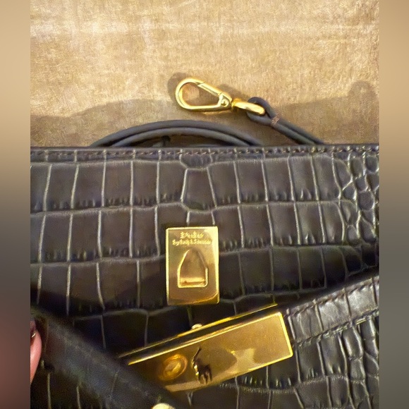Ralph Lauren Dark Brown Croc Embossed Clutch - Picture 4 of 9